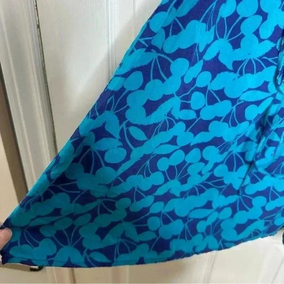 George Midi Dress Tie  Waist Blue Floral Size Medium - Picture 5 of 16